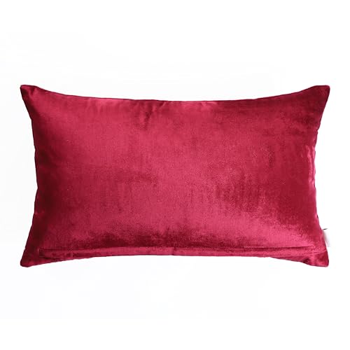Image of Home- The Best is for You Rectangular 12x18 Inch Burgundy Velvet Embroidered Cushion Covers Pack of 2