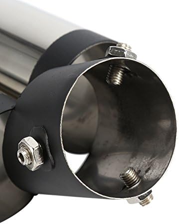 DEWIN Exhaust Pipe Muffler, Universal Car Round Mouth Double-tube Curved Stainless Steel Tail Pipe Exhaust Pipe Muffler