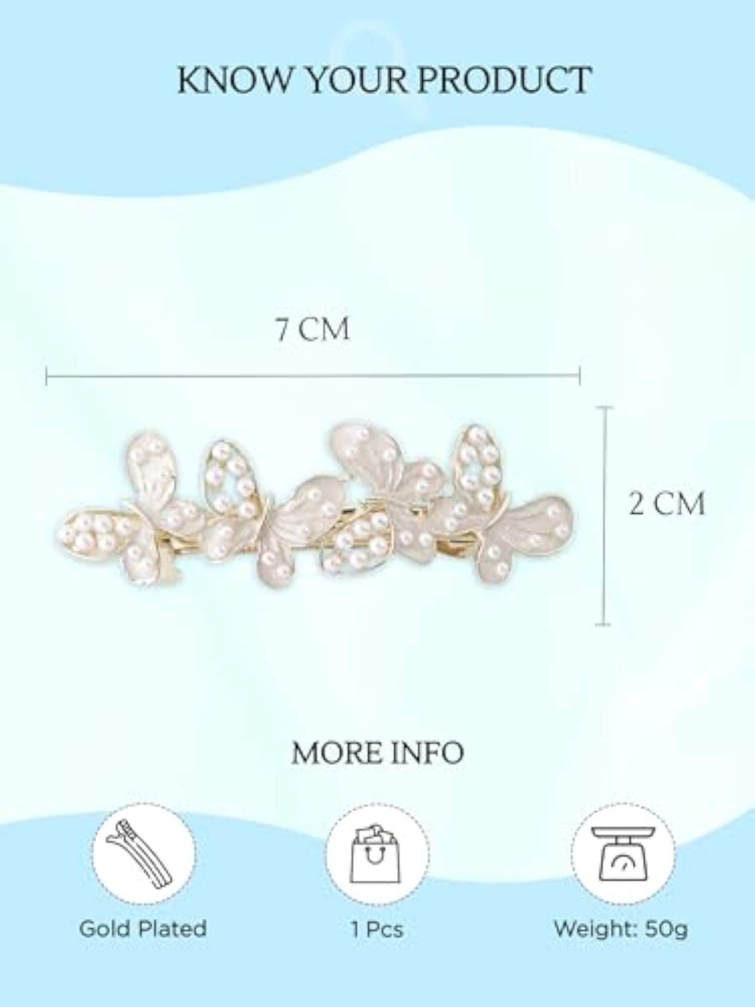 Women's Pearl Butterfly Hair Clip, Elegant Barrette Accessory