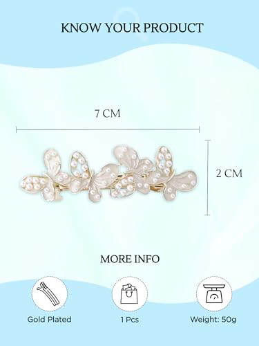 Women's Pearl Butterfly Hair Clip, Elegant Barrette Accessory