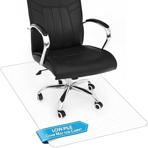 TONOS Chair Mat for Carpet - Low Pile ONLY! Carpet Protector for Office Gaming Computer Desk Chair. Heavy Duty Desk Chair Mat for Carpet, Polycarbonate Office Chair Mat, Semi Transparent, 48”X 36” Cover