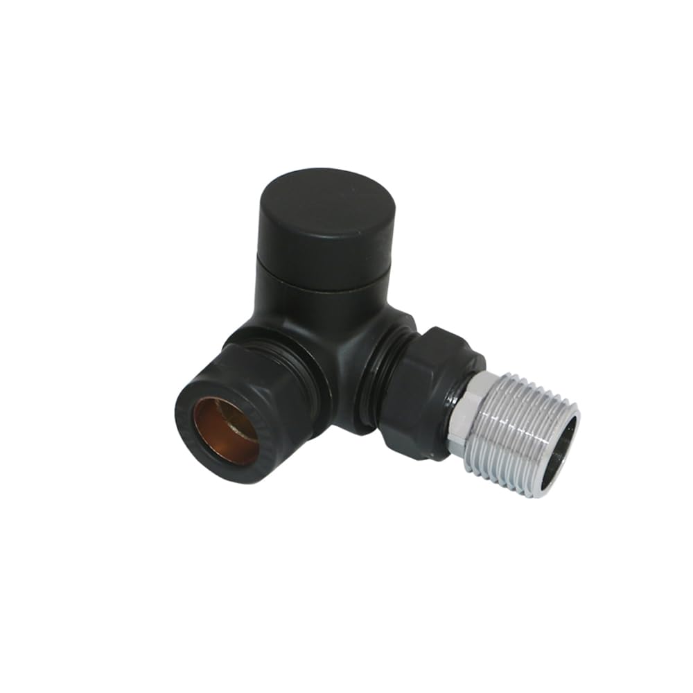 Nrg Black Towel Rail Corner Lockshield Radiator Valve 15Mm Central Heating Tap