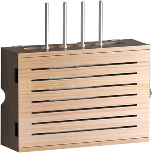 Aufbewahrungsbox für Router, WLAN, Kabel, Organizer, Wandaufbewahrung, Regal für Router, Kabelboxen, Fernbedienungen, DVD-Player, Decoder, Braun