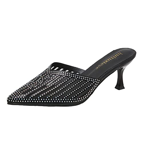 Sandales à plateforme anti-fatigue à bout pointu élégant et strass