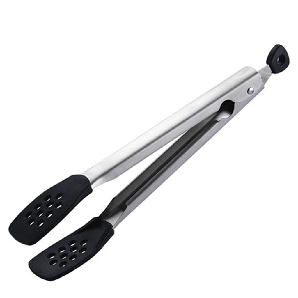 MRKU Pince de Cuisine en Acier Inoxydable avec Embouts en Silicone, poignée antidérapante et verrouillable, pour la friture