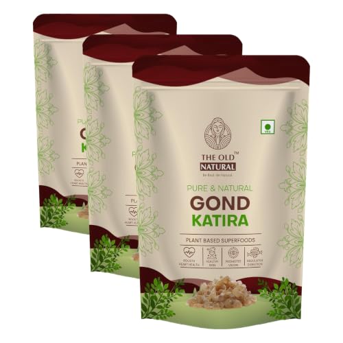 Image of The Old Natural Gond Katira (Tragacanth Gum) - 100% Natural Plant-Based Edible Gum | Cooling Superfood for Summer Drinks | Supports Digestion & Hydration | 200g (Pack of 3)