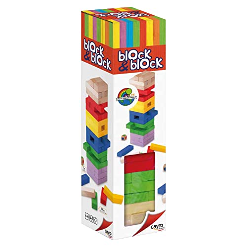 Cayro - Block & Block Colors - + 5 Años - Bloques de Madera - Juegos de Mesa para Niños y Adultos - Barras Apilables de Colores - Torre de Aprendizaje