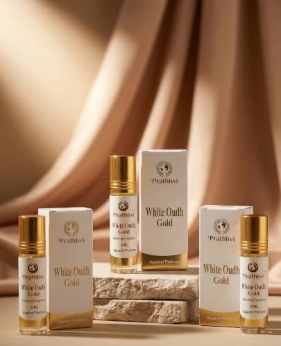 Image of White Oudh Gold Attar Roll-On Perfume Oil - 8 ml x 3 | Alcohol Free | Long Lasting Rich Fragrance | Men & Women | Pocket Size Travel Friendly Roll On | Daily Wear (Pack of 3)