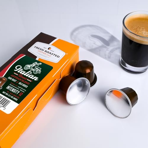 Image of Fresh Roasted Coffee, Italian Roast Espresso Capsules for Nespresso OriginalLine, Dark, Kosher, 10 Recyclable Aluminum Capsules