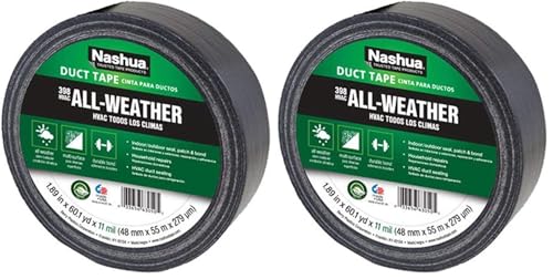 Image of Nashua 398 Polyethylene Coated Cloth Professional Grade Duct Tape, 55 m Length, 48 mm Width, Black (Pack of 2)