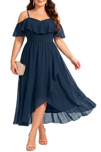 Talisea Plus Size Dresses Wedding Guest Navy Blue Formal Off ...
