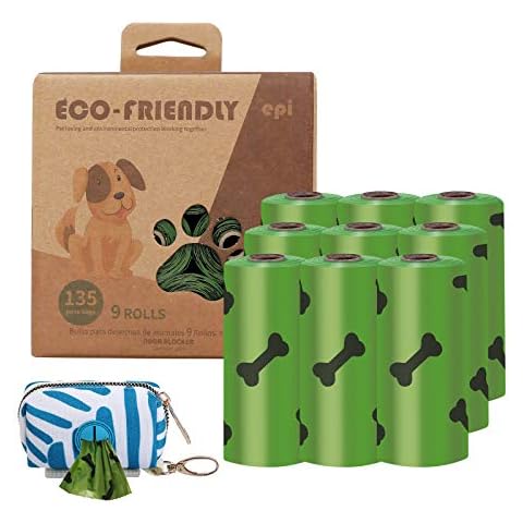 Hesheng 9 Rolls of Dog Poop Bag Holder Dog Poo Bags, Pet Garbage Bag Dispenser Holder Durable Metal Zipper Portable Dogs Garbage Bag Suitable for Any Belt (Blue,9Rolls) Cover