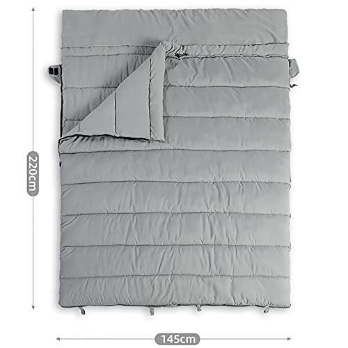 Comfortable Sleeping Bag, Cold-Proof Double Sleeping Bag, Adult Pair of Sleeping Bag, Outdoor Camping, Thickened Sleeping Bag, Indoor and Outdoor Activities (Colour: Grey, Size: 220 x 145 cm) - Image 4