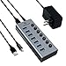 Produktbild 7 Ports USB Hub Aktiv 3.0 mit Netzteil 12V/2A, USB 3.0 Hub USB Verteiler 5Gbps mit mit Einzelnen On/Off Schalter und LED, 100 cm Kabel für MacBook Air/Pro/Mac Mini/iMac/MacPro/PC/Laptops