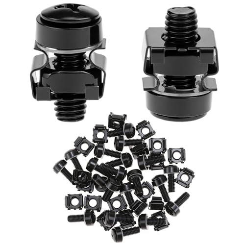 QWORK® Juego de 20 Tuercas Enjauladas M6 y Tornillos para Armario de Red de 19 y 10 Pulgadas - Tornillos de M6 x 20 mm