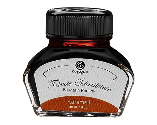 Octopus Fluids Füllhaltertinte im Tintenglas, Schreibtinte für Füllhalter, Füllertinte in Karamell 30ml im Tintenfass, Kalligraphie Tinte