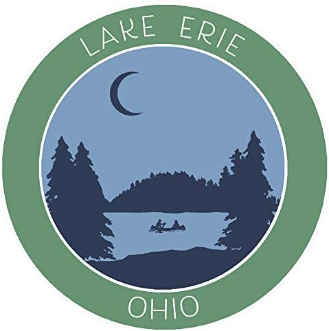 Lake Erie, Ohio Crescent Moon Boat Vinyl Printed Die-Cut Decorative Auto Decal Sticker Appliques ~ Lake Life Adventure Series