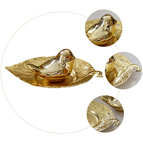 Rangement de cosmétiques et plateau de bijoux céramique dorée - 5