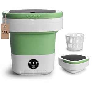 Portable Washing Machine, 15L Upgraded With Spin Basket, Foldable Mini Washer Cleaning for Underwear, Baby Clothes Socks and Small Items, Small Washer for Apartments, Dorm,RV, Travel, Hotel, Laundry