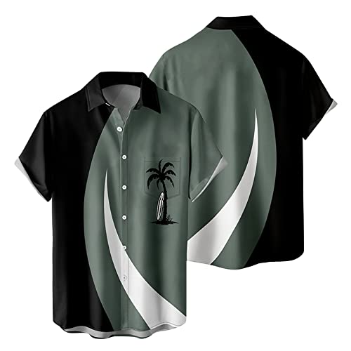 Herenmode vrije tijd 3D-digitale print, gesp, zakrevers, shirt met korte mouwen, marineblauw, M