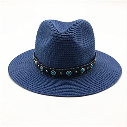 Chapeau de soleil homme paille jazz bord large été plage 55-58cm