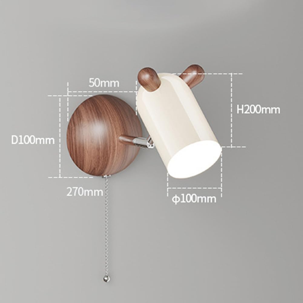 Lámpara LED Ajustable Lámpara para Habitación Infantil Luz Giratoria Decoración de Ciervo Luz de Pared con Interruptor Animales de Dibujos Animados Luminaria Infantil Aplique Giratorio Luminaria