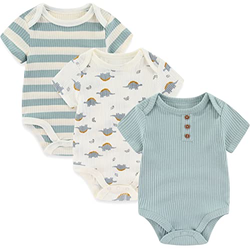 Image of Chamie Newborn Baby Onesies 3-Pack Short Sleeve Bodysuit Baby Clothes for Boys and Girls