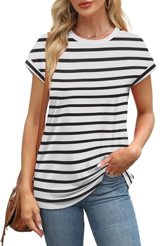 Image of Alaroo Womens Summer Tops Short Sleeve Shirts Crew Neck Cute Trendy Tunic Blouses (S-3XL)
