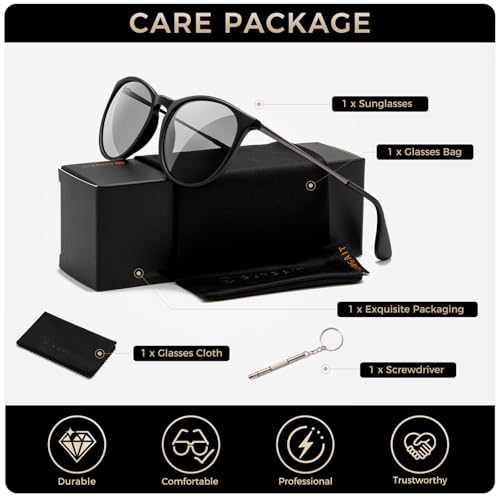Image of SUNGAIT Vintage Round Sunglasses for Women Classic Retro Designer Style