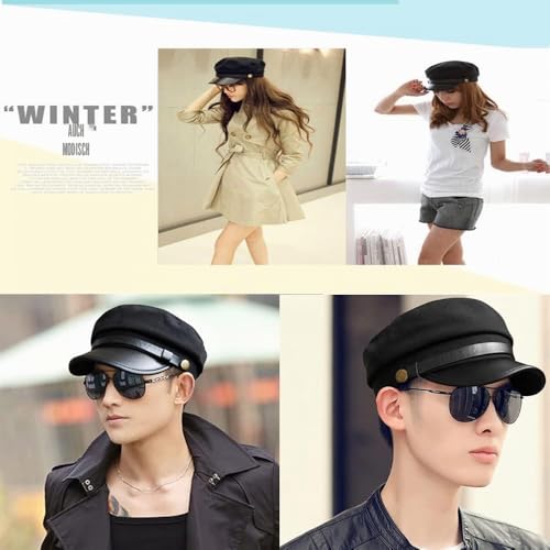 Chauffeurhut für Herren und Damen, Klassische Vintage-Newsboy-Kappe, Kostüm, Hüte, Baskenmütze, Schwarz, Einheitsgre