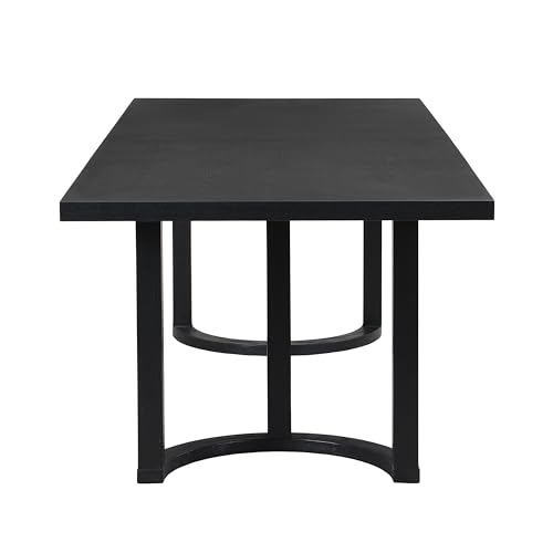 Christopher Knight Home Evat 95 Inch Dining Table for 6-8 People, Modern Kitchen Table with U-Shaped Legs, Large Wooden Rectangular Farmhouse Dinner Furniture for Dining Room, Home Office, Black by Christopher Knight Home - Used condition - Image 6