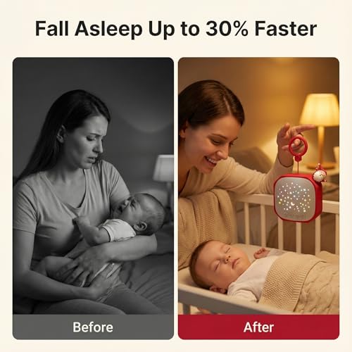 Image of White Noise Sound Machine Baby with Star Projector | Portable Sound Music Soother for Kids & Infants | Perfect Baby Gifts for Christmas Themed Holiday Decor, Car, Travel (Santa Claus)