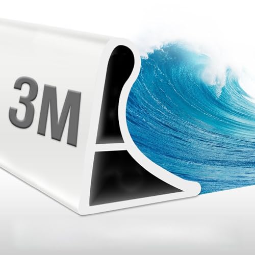 xiaozhifu Barrera Agua 3M, Barrera de Agua para Ducha Autoadhesiva, Perfil Silicona Ducha, Barrera Agua Ducha Plegable Borde Plato Ducha para Ducha, baño, Cocina (Blanco, 300 * 2 * 3CM)