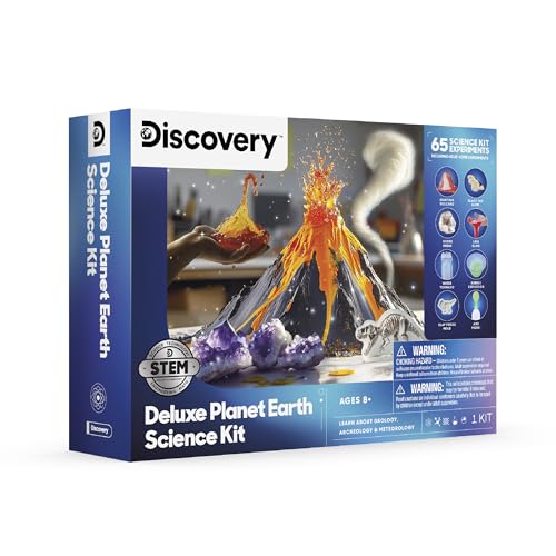 Discovery™ Planet Earth Science Kit – 65 Experiment STEM Lab for Kids| Includes DIY Volcano, Tornado, Fossils, Crystals, & Slime| Geology, Chemistry & Archeology Learning Toy|Educational Gift| Ages 8+