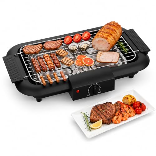 Elektrogrill Tischgrill 2000W Rauchfrei Kompakt Balkon Küche Schwarz