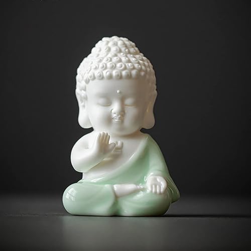 Miniatura 8 de MINMEER Estatua de Buda para decoración del hogar estatua de Buda de meditación de yoga estatua de Buda de bebé blanca de porcelana para Zen de 4
