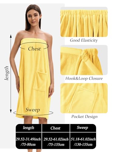 Image of Towel Wrap For Women After Shower,Plush Bath Robe Female,Sauna Spa Wrap Around Towels With Pockets
