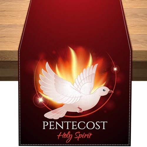 Vohado Pentecost Sunday Table Runner Holy Spirit Christian Holiday Party Decoration Dining Room Home Kitchen Island Decor