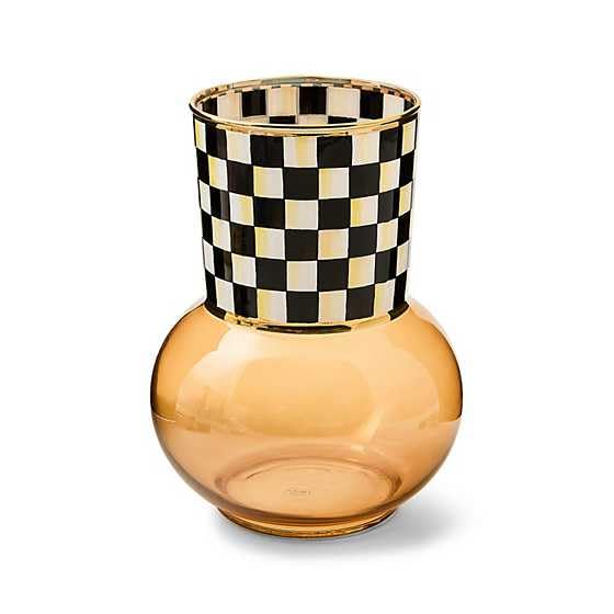 MACKENZIE-CHILDS Glass Vase, Unique Flower Vase Decor, Black-and-White Courtly Check