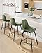 VASAGLE Bar Stools Set of 2, Counter Height Bar Stools with Back, Ergonomic Backrest, Synthetic Leather, Metal Legs, 24.8-Inch Tall Barstools for Kitchen Island Home Bar, Easy Assembly, Forest Green