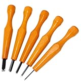 WILLBOND 5 Pcs Wood Carving Tools Set Linocut Chisel Flat Linoleum Kit 1.7mm, 3mm, 4.5mm, 6mm, 7.6mm Wood Carving Knife Woodworking Tools for Detail Roughing Woodblock Printing Woodcut Printmaking