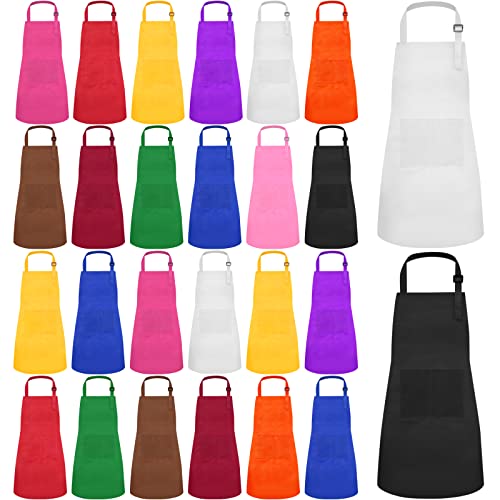 Ecoofor 24 Pieces 12 Colors Kid Aprons Set XL for 7-13 Age Children Chef Aprons Kids Painting for Kitchen Cooking Baking Painting by Ecoofor - Image 8