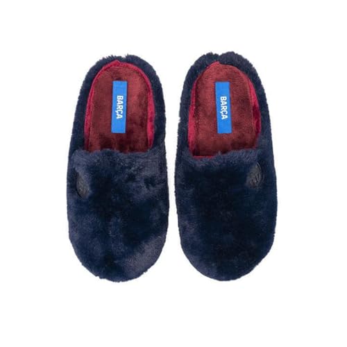 MARPEN SLIPPERS, Zapatillas de Casa de Invierno tipo Peluche Oficiales del FC Barcelona de Fútbol para Mujer, Abiertas Azules, Talla 36