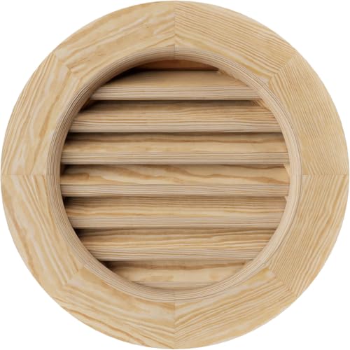 Ekena Millwork GVWRO28X2801SFUPI Round Gable Vent Gable Vent, 28"W x 28" (33"W x 33"H Frame Size), Pine, Unfinished