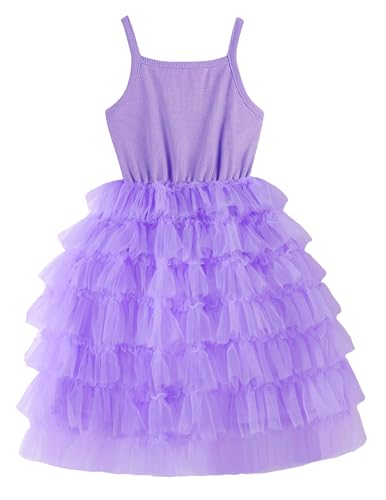 Image of GSVIBK Baby Girls Tutu Dress Sleeveless Toddler Cotton Tulle Skirt Princess Party Prom Dresses