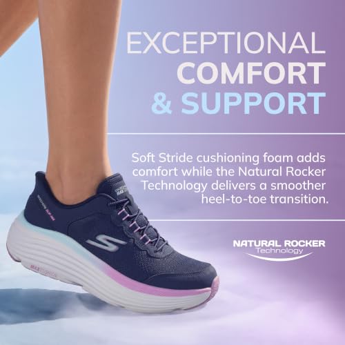 Skechers Women's Max Cushioning Endeavour Cardova Hands Free Slip-Ins Sneaker, Navy/Purple, 10 by Skechers - Used condition - Image 5