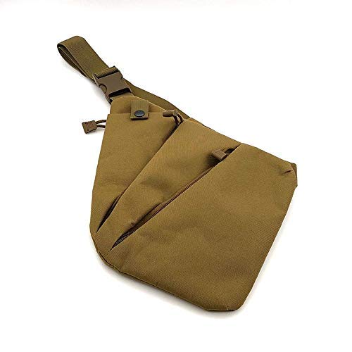 Fouos Anti-Theft Gun Chest Shoulder Bag Concealed Pistol Carry Bag, Nylon, Left Shoulder (Tan)