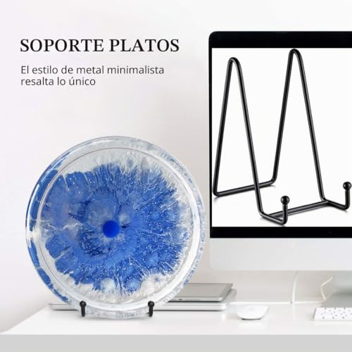 Miniatura 5 de Wekiwgot 5 Pieces Plate Stand Table Easel Display Stand Black Decorative Plate Holder Photo Frames Books, Ideal For Home Decoration, Gifts And Events 6 Pulgadas