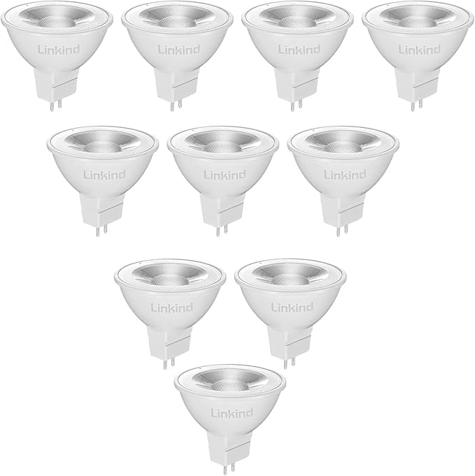 Linkind MR16 Led Warmweiss 12Volt, 5W ersetzt 50 Watt, 2700K Warmweiß GU5.3 Led Lampe, 520Lm 12V LED Spot mit 36° Abstrahlwinkel, MR16 Led Leuchtmittel GU5.3, Nicht dimmbar, 10 Stück