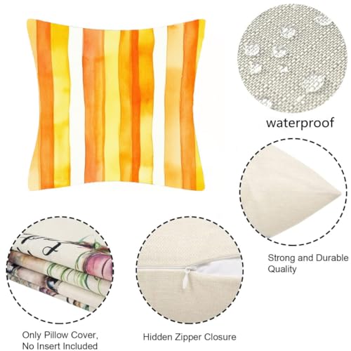 Kissenbezug 45 x 45 cm 4er Set Kissenbezug Orange Streifen Dekokissenbezug Sofakissenbezug Samt Dekorative Weich Zierkissenbezug Moderne Dekokissen Kissenhülle für Schlafzimmer, Sofa, Stuhl, Bett, g80 – Bild 7